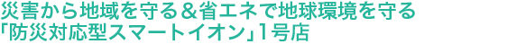 災害から地域を守る＆省エネで地球環境を守る
「防災対応型スマートイオン」1号店
