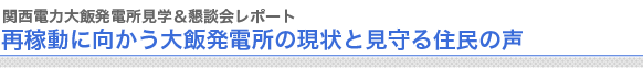 関西電力大飯発電所見学＆懇談会レポート
再稼動に向かう大飯発電所の現状と見守る住民の声

