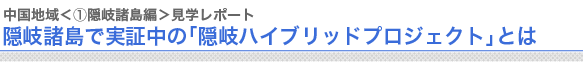 中国地域＜①隠岐諸島編＞　見学レポート
隠岐諸島で実証中の「隠岐ハイブリッドプロジェクト」とは
