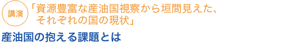 講演「資源豊富な産油国視察から垣間見えた、それぞれの国の現状」産油国の抱える課題とは
