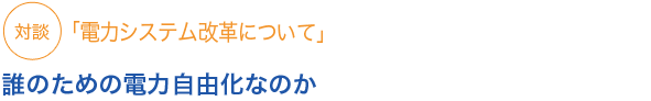 対談　「電力システム改革と今後の日本のエネルギー」

誰のための電力自由化なのか

