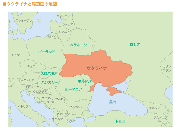 ウクライナと周辺国の地図