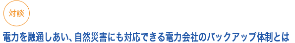 対談

電力を融通しあい、自然災害にも対応できる電力会社のバックアップ体制とは

