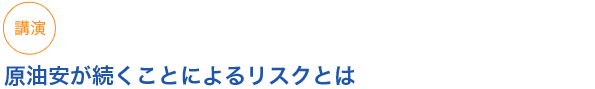 講演
原油安が続くことによるリスクとは
