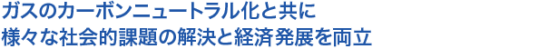 ガスのカーボンニュートラル化と共に様々な社会的課題の解決と経済発展を両立
